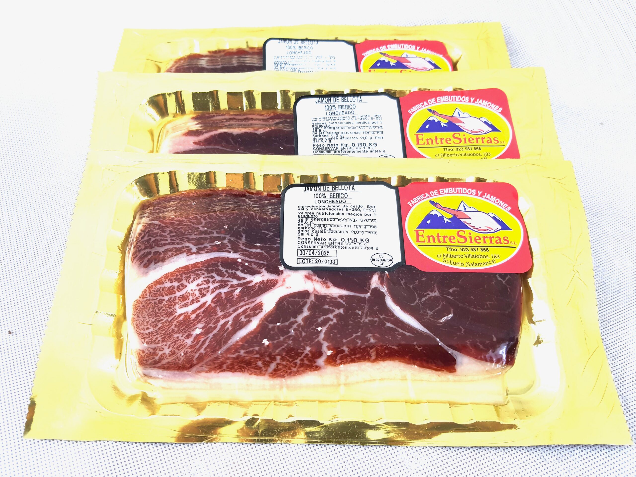 Jamón de bellota ibérico 100% raza ibérica loncheado